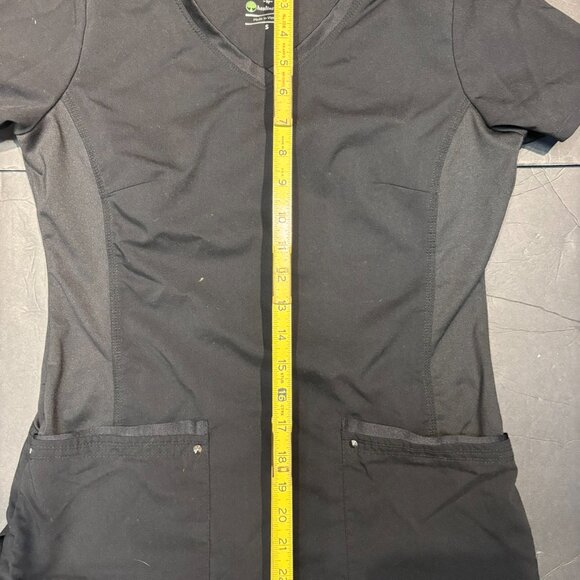 Healing Hands Purple Label Yoga Scrub Top Black S | Stretch Moisture-Wicking - Picture 6 of 6